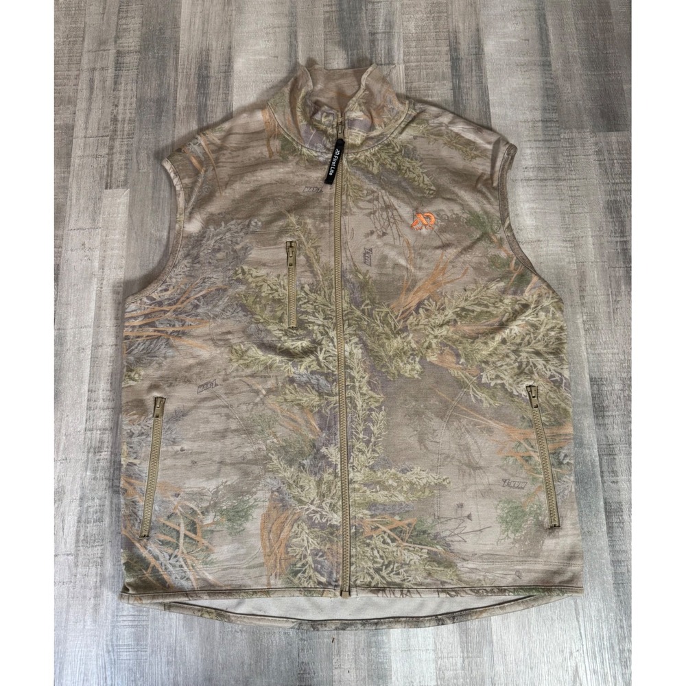 First Lite Merino Wool Hunting Vest Mens XL Realtree Max-1 Camo Full Zip Vest